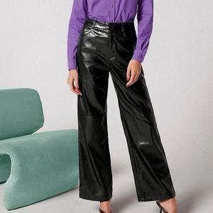 Faux leather relaxed pants